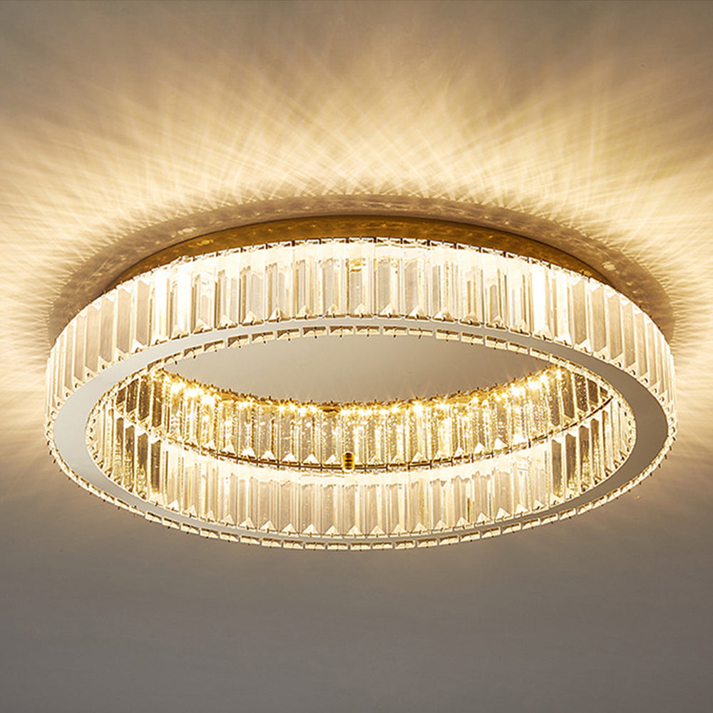 Round Gold Crystal Ceiling Light-Lighting > Ceiling Lights-casanuva-Gold-D60*H12cm-Dimmable by Remote Contro-casanuva