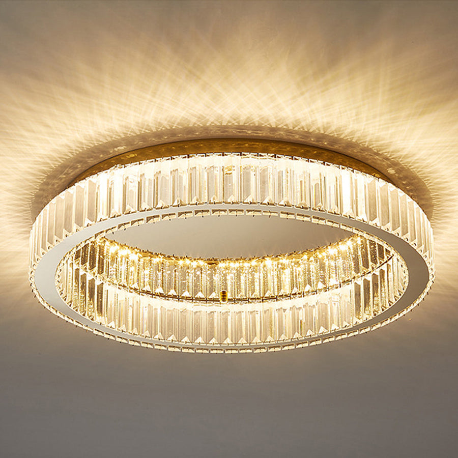 Round Gold Crystal Ceiling Light-Lighting > Ceiling Lights-casanuva-Gold-D60*H12cm-Dimmable by Remote Contro-casanuva