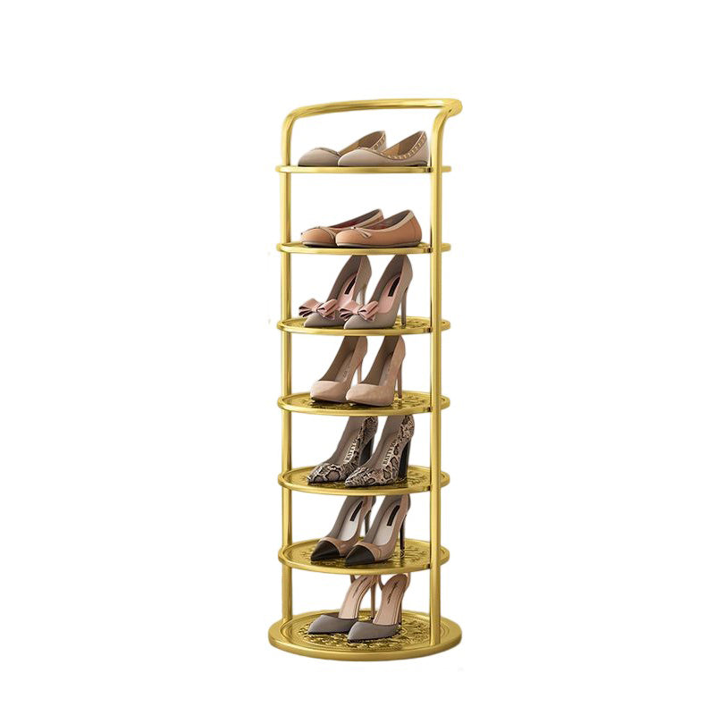 Round Iron Carbon Steel Shoe Storage 5/6/7/8-Tier for Entryways-Furniture > Shoe Racks-casanuva-casanuva