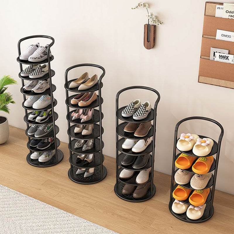 Round Iron Carbon Steel Shoe Storage 5/6/7/8-Tier for Entryways-Furniture > Shoe Racks-casanuva-5-Tier-Black-casanuva
