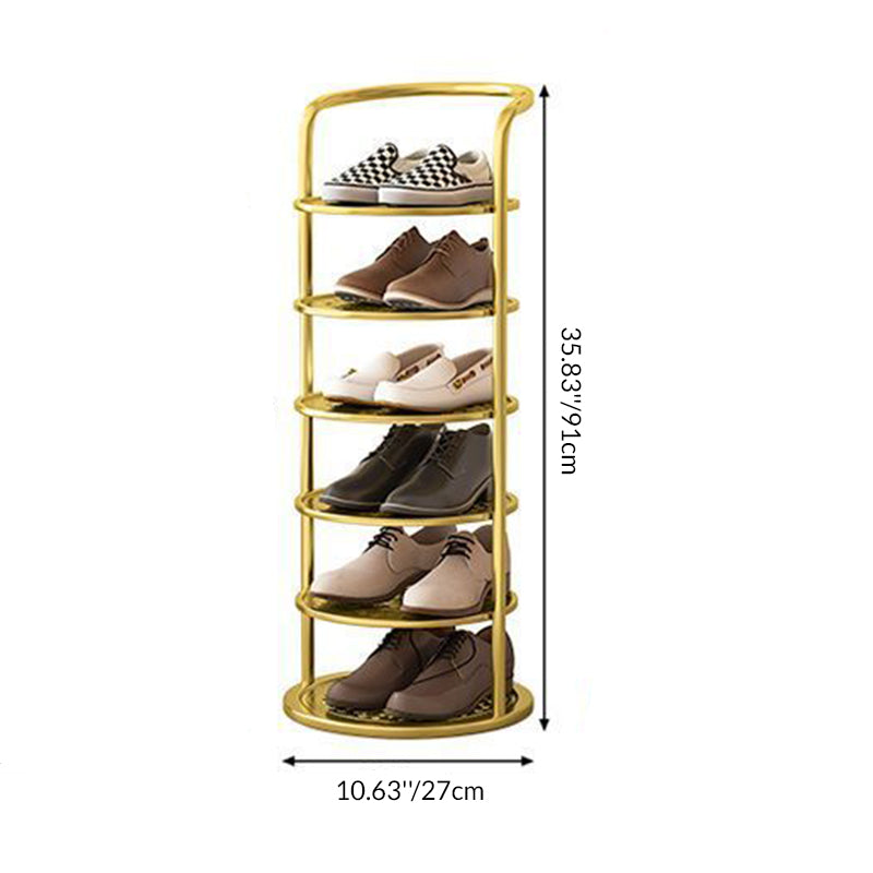 Round Iron Carbon Steel Shoe Storage 5/6/7/8-Tier for Entryways-Furniture > Shoe Racks-casanuva-casanuva