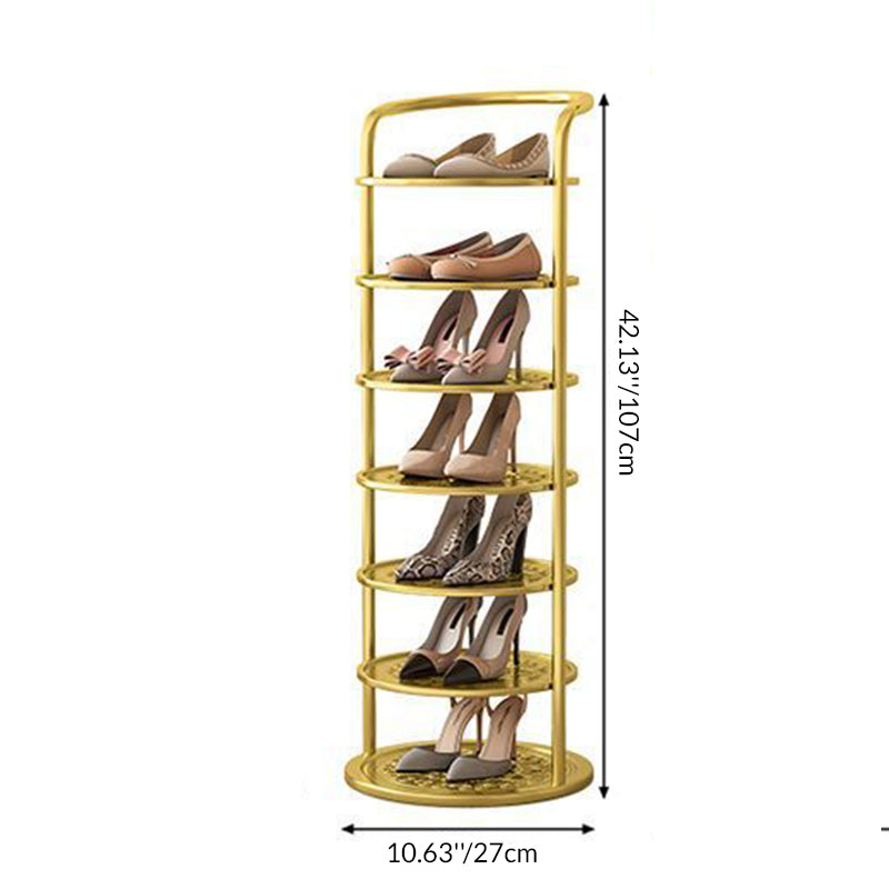 Round Iron Carbon Steel Shoe Storage 5/6/7/8-Tier for Entryways-Furniture > Shoe Racks-casanuva-casanuva