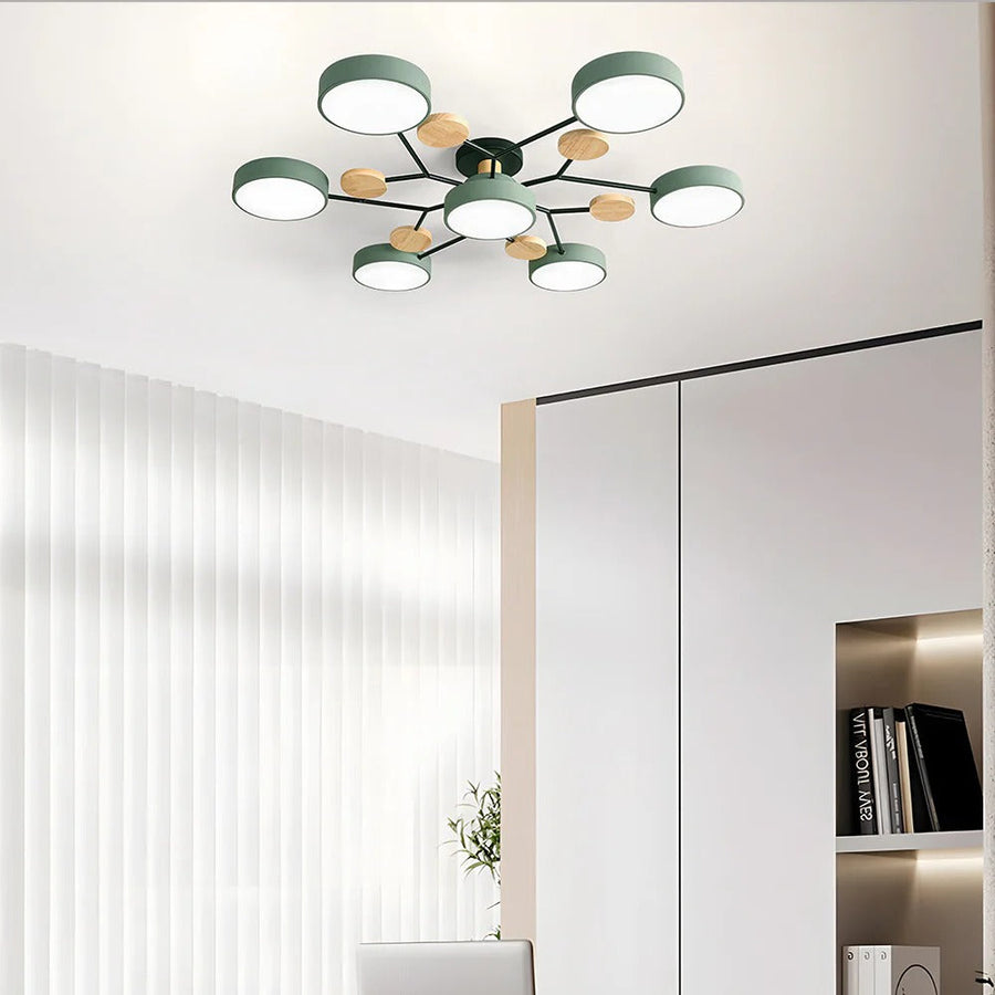 Round Iron LED Semi-Flush Chandelier-Lighting > Chandeliers & Pendant Lights-casanuva-casanuva