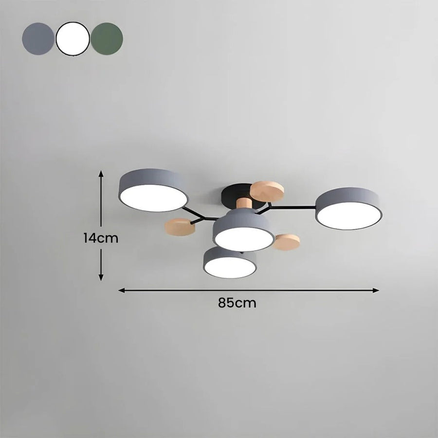 Round Iron LED Semi-Flush Chandelier-Lighting > Chandeliers & Pendant Lights-casanuva-casanuva