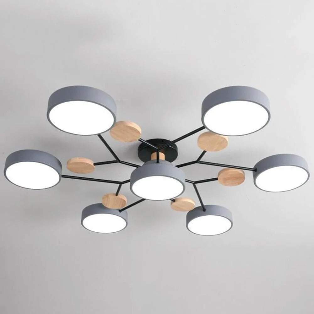 Round Iron LED Semi-Flush Chandelier-Lighting > Chandeliers & Pendant Lights-casanuva-casanuva