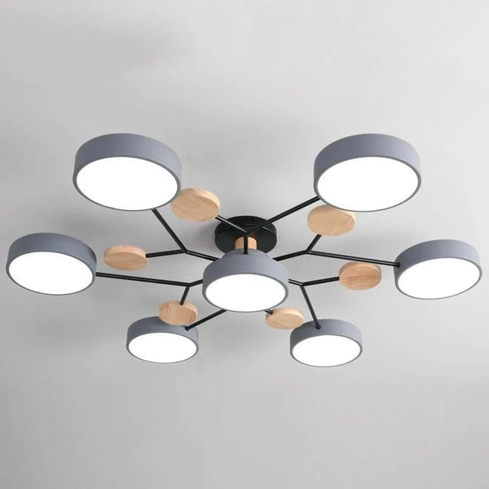 Round Iron LED Semi-Flush Chandelier-Lighting > Chandeliers & Pendant Lights-casanuva-casanuva
