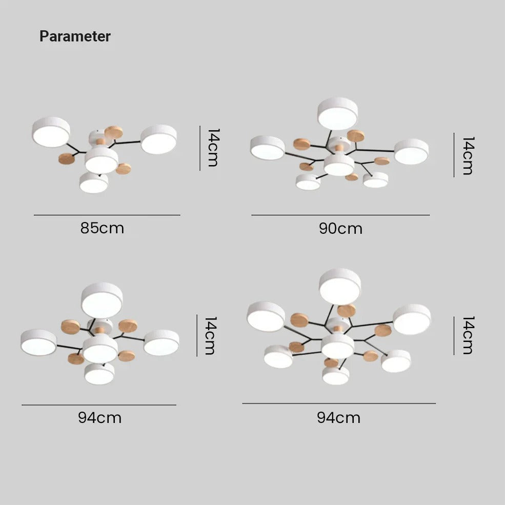 Round Iron LED Semi-Flush Chandelier-Lighting > Chandeliers & Pendant Lights-casanuva-casanuva