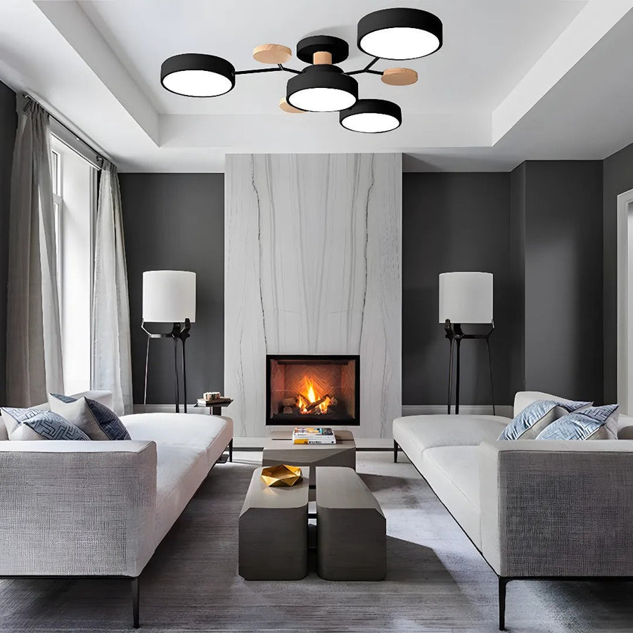 Round Iron LED Semi-Flush Chandelier-Lighting > Chandeliers & Pendant Lights-casanuva-casanuva