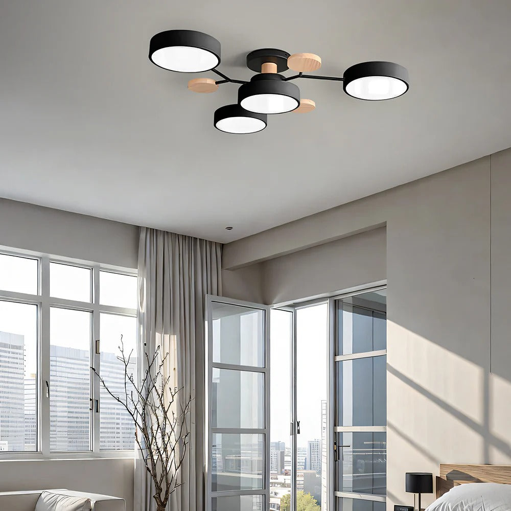 Round Iron LED Semi-Flush Chandelier-Lighting > Chandeliers & Pendant Lights-casanuva-casanuva