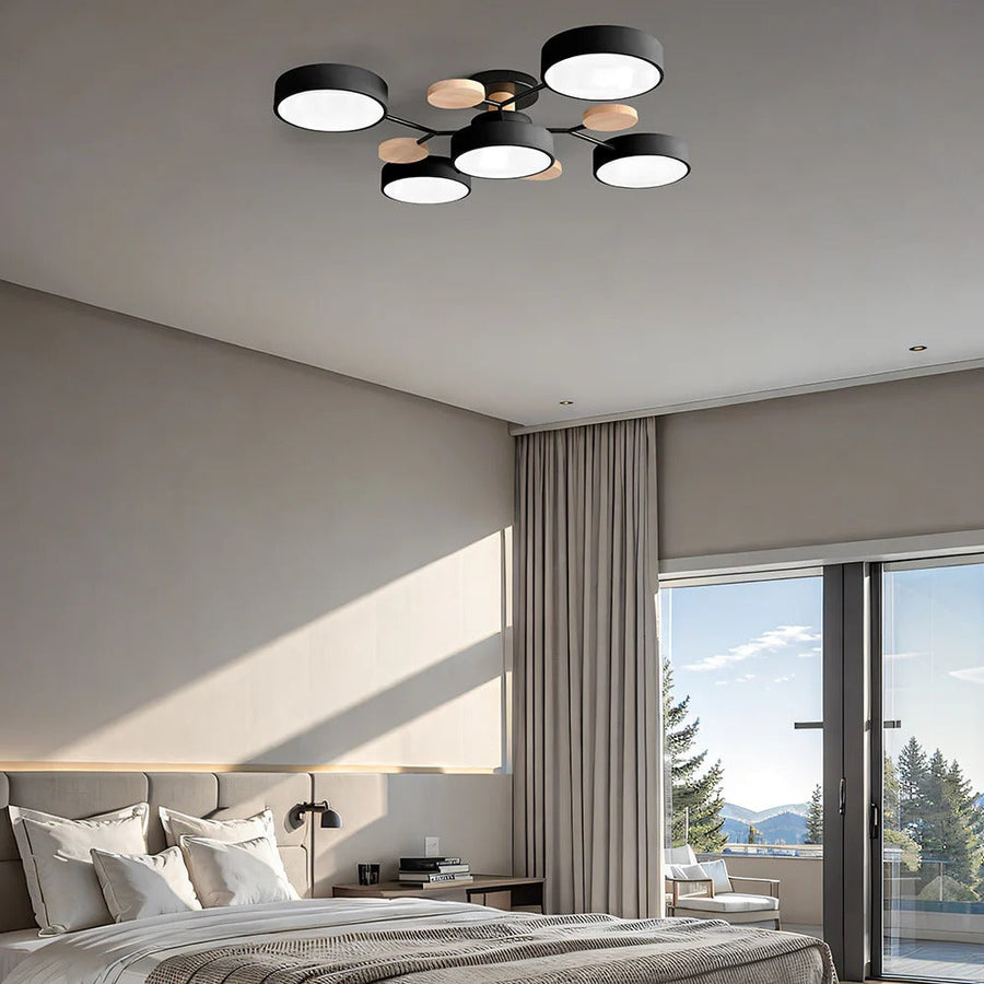 Round Iron LED Semi-Flush Chandelier-Lighting > Chandeliers & Pendant Lights-casanuva-casanuva