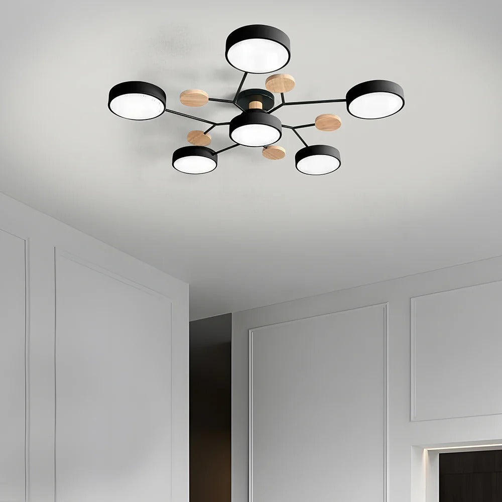 Round Iron LED Semi-Flush Chandelier-Lighting > Chandeliers & Pendant Lights-casanuva-casanuva