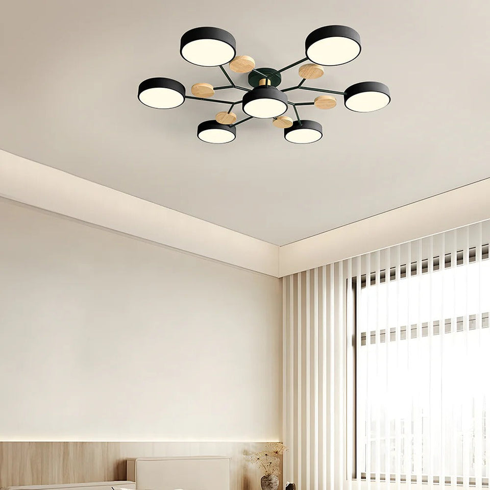 Round Iron LED Semi-Flush Chandelier-Lighting > Chandeliers & Pendant Lights-casanuva-casanuva