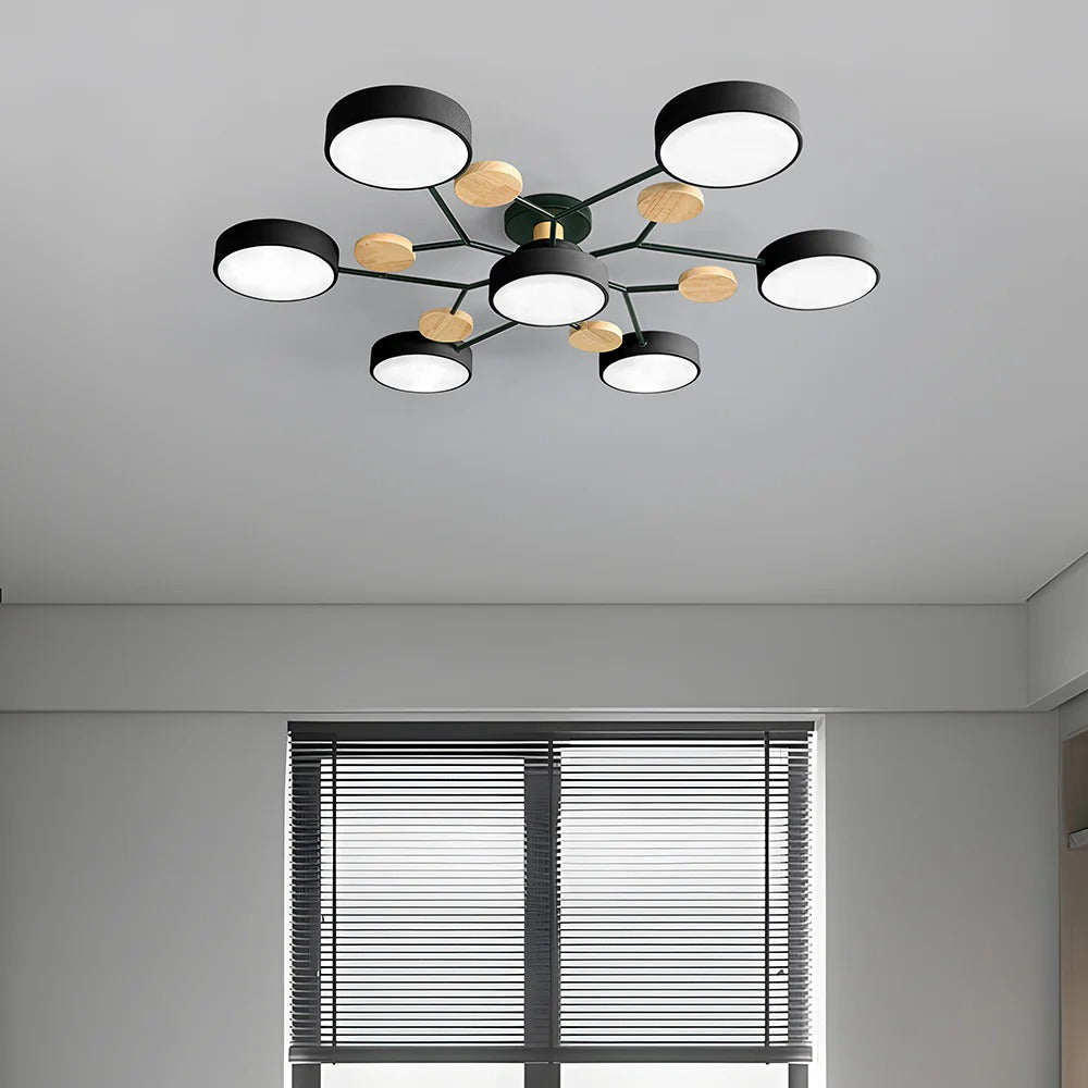 Round Iron LED Semi-Flush Chandelier-Lighting > Chandeliers & Pendant Lights-casanuva-casanuva
