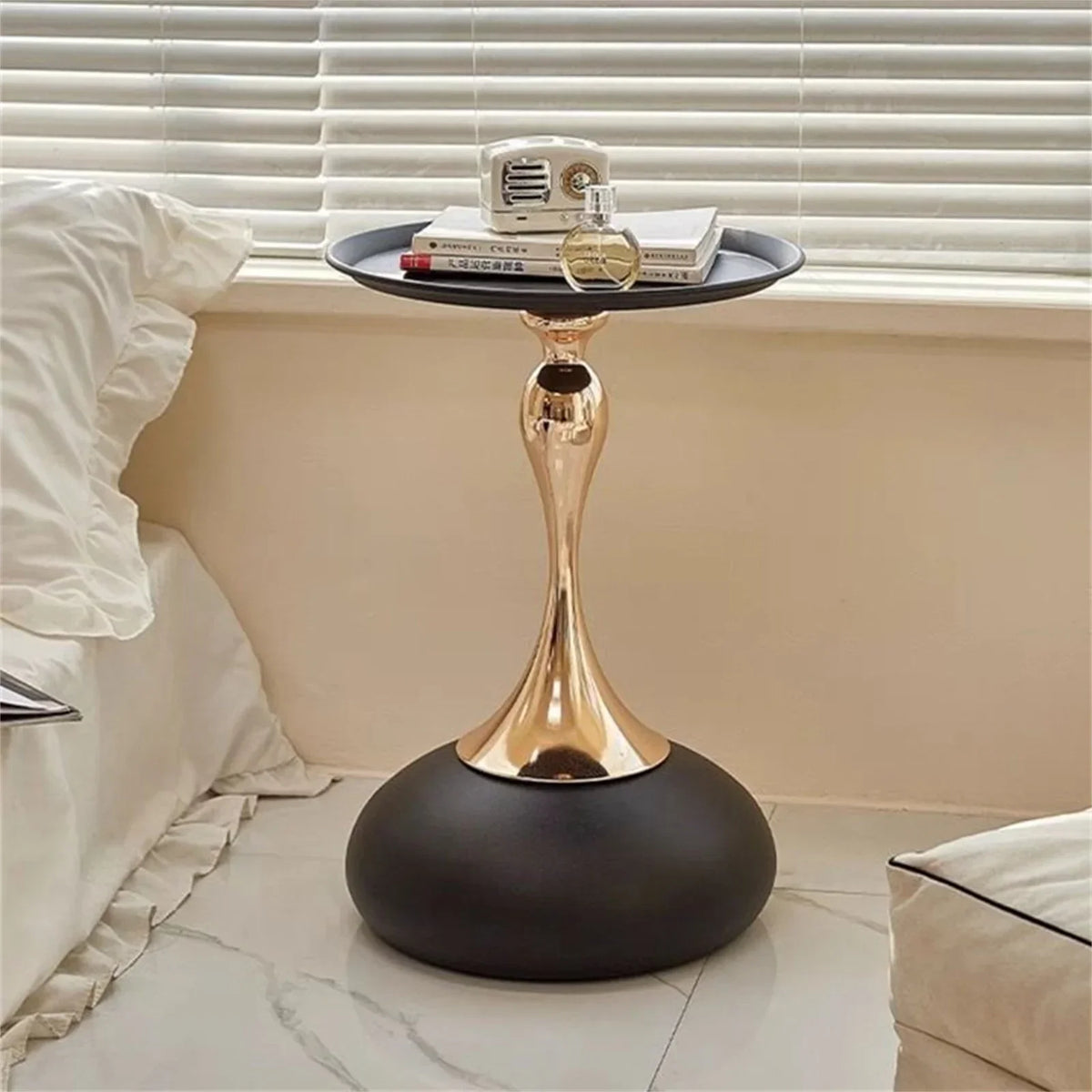 Round Metal Side Table Italian Design Compact Refined Slim-Furniture > Side Tables-casanuva-casanuva