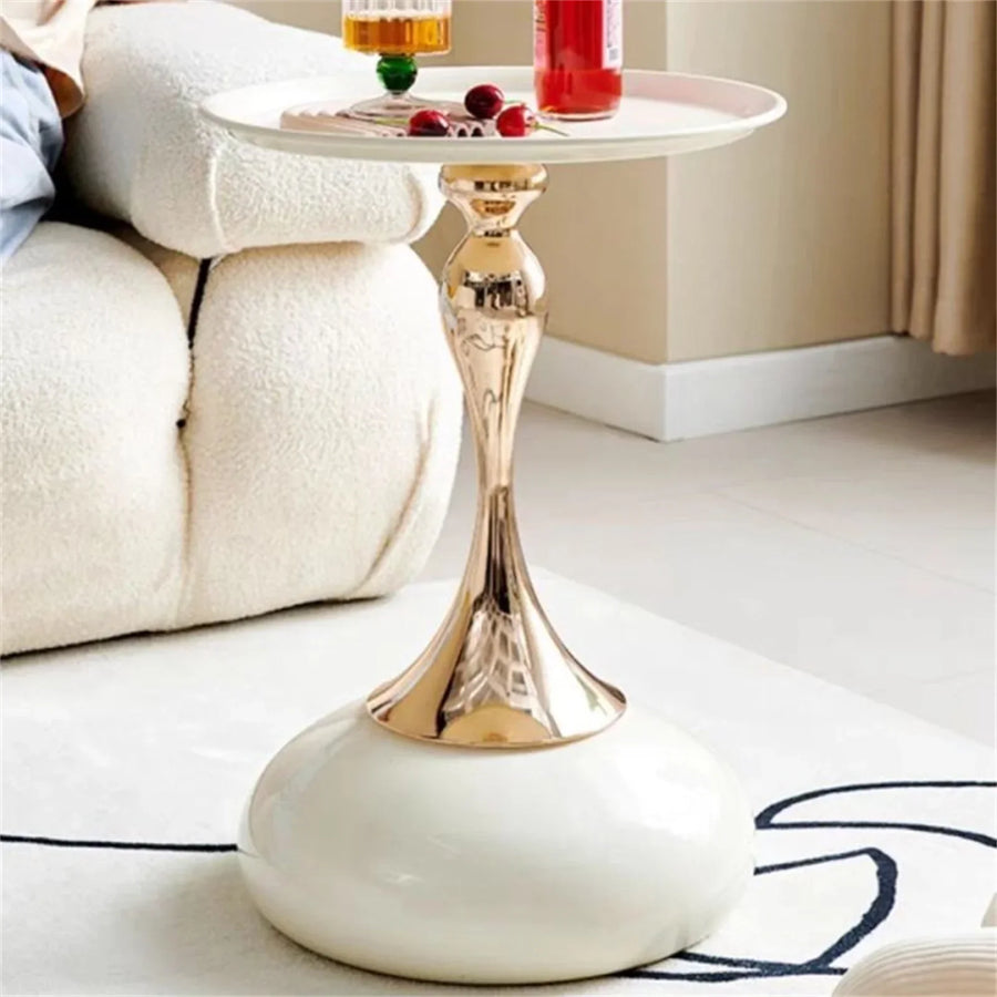Round Metal Side Table Italian Design Compact Refined Slim-Furniture > Side Tables-casanuva-casanuva