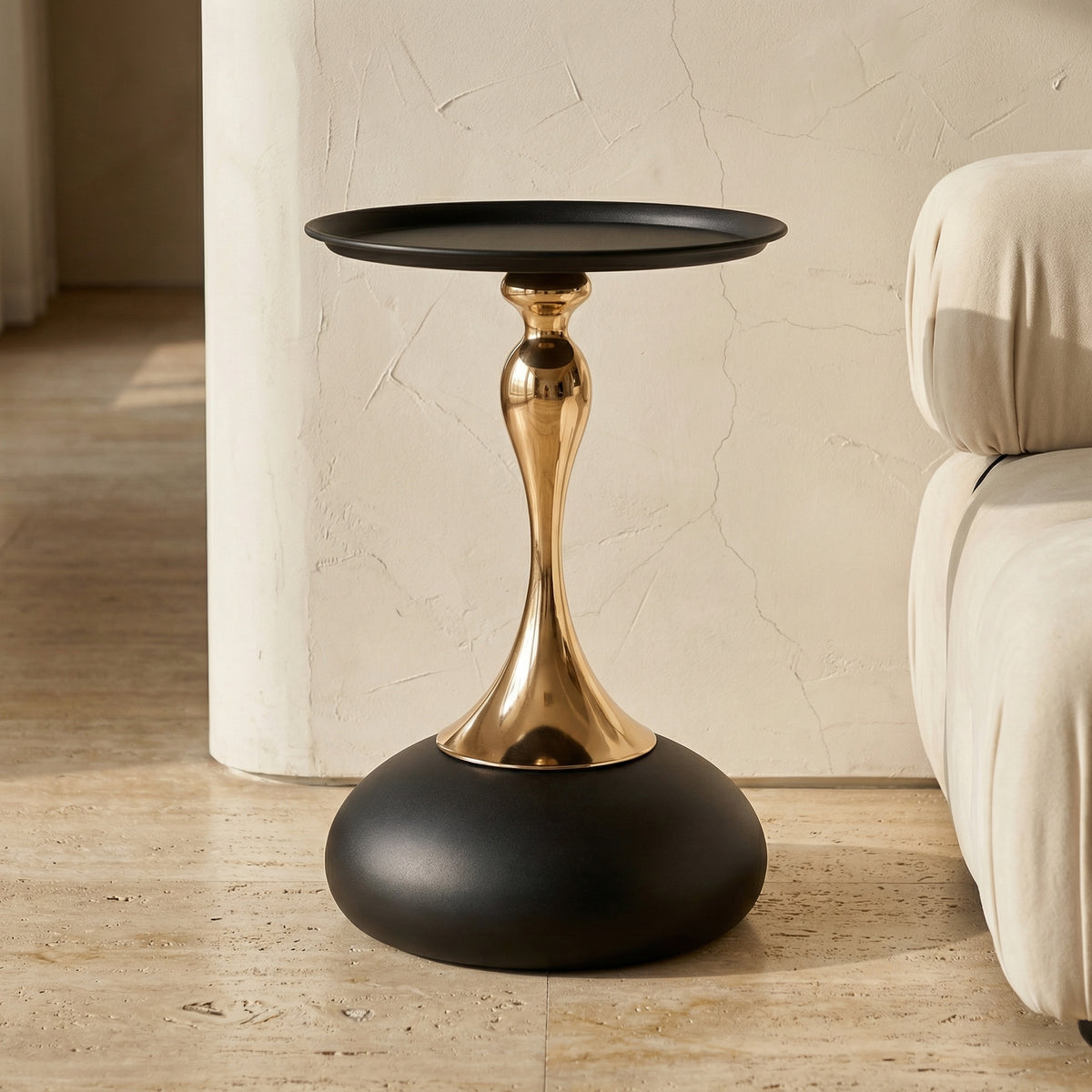 Round Metal Side Table Italian Design Compact Refined Slim-Furniture > Side Tables-casanuva-casanuva