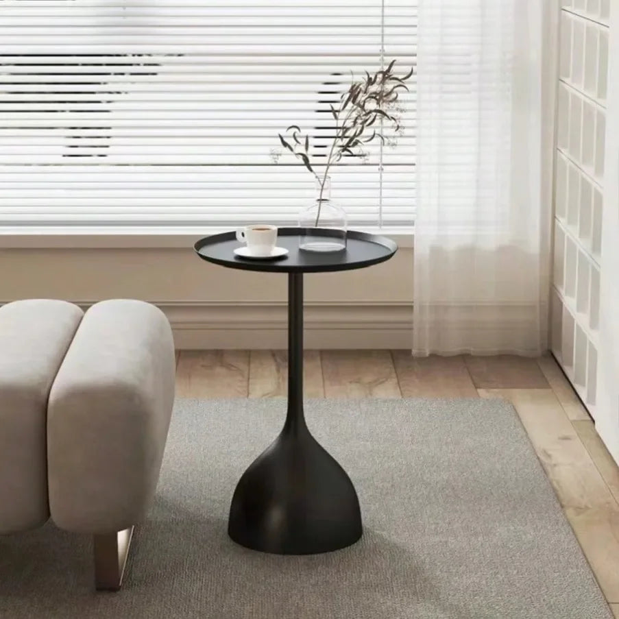 Round Metal Side Table Scandinavian Design Compact Minimalistic-Furniture > Side Tables-casanuva-casanuva