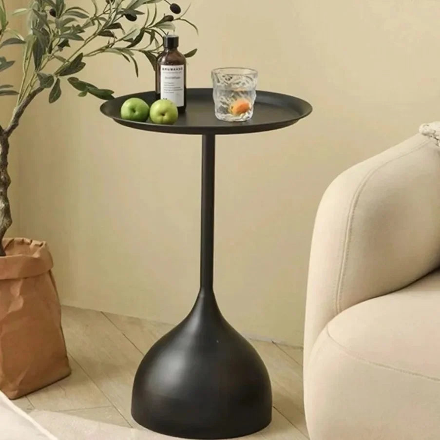 Round Metal Side Table Scandinavian Design Compact Minimalistic-Furniture > Side Tables-casanuva-Black-casanuva