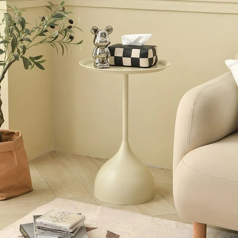 Round Metal Side Table Scandinavian Design Compact Minimalistic-Furniture > Side Tables-casanuva-Milk White-casanuva