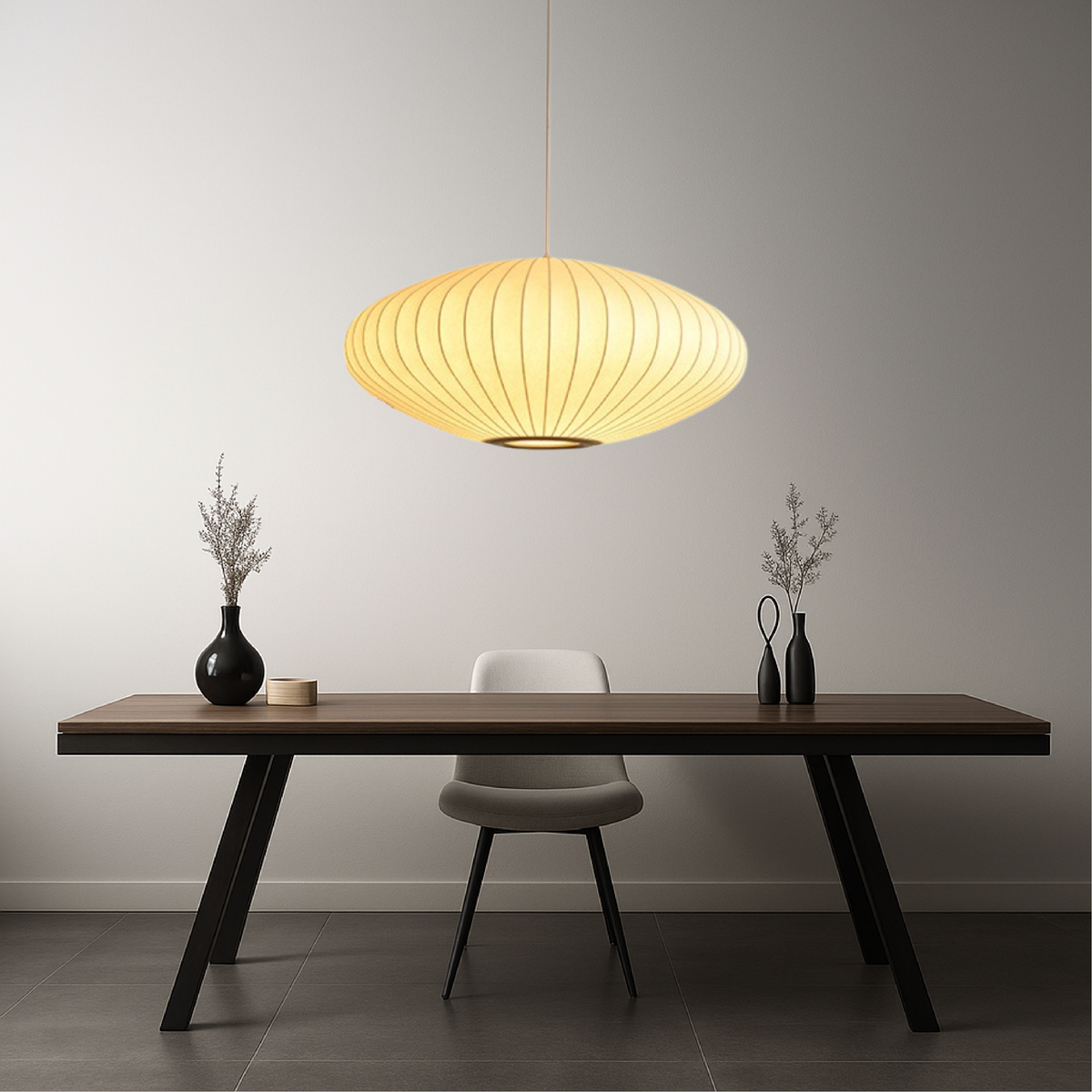 Round Pendant Lamp with Pleated Fabric Shade-Lighting > Pendant Lights-casanuva-50cm-casanuva
