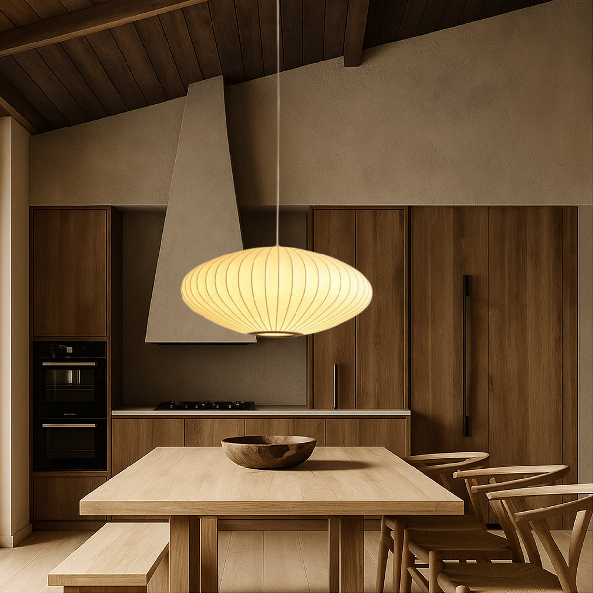 Round Pendant Lamp with Pleated Fabric Shade-Lighting > Pendant Lights-casanuva-casanuva