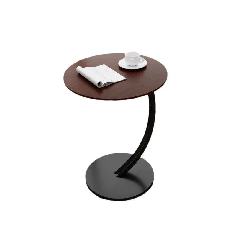 Round Side Table Compact Lightweight Wood and Steel Multifunctional Nightstand-Furniture > Side Tables-casanuva-casanuva