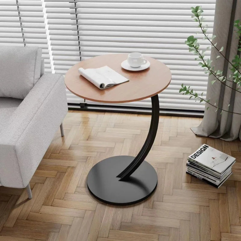 Round Side Table Compact Lightweight Wood and Steel Multifunctional Nightstand-Furniture > Side Tables-casanuva-A-casanuva