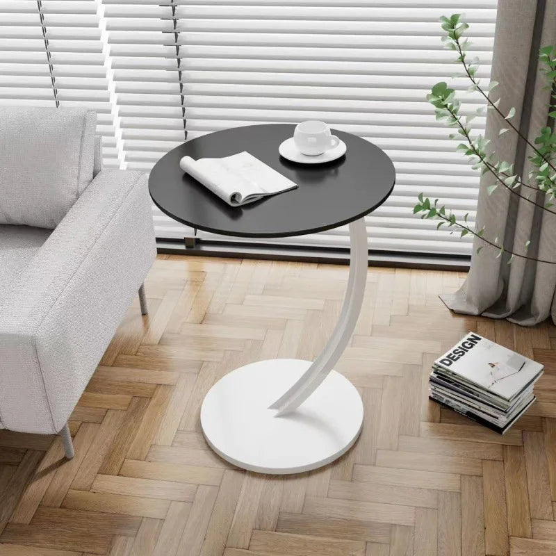 Round Side Table Compact Lightweight Wood and Steel Multifunctional Nightstand-Furniture > Side Tables-casanuva-E-casanuva