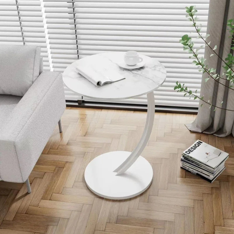 Round Side Table Compact Lightweight Wood and Steel Multifunctional Nightstand-Furniture > Side Tables-casanuva-H-casanuva