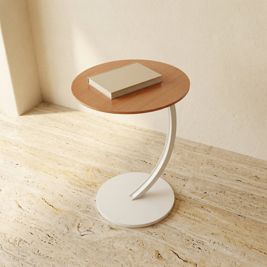 Round Side Table Compact Lightweight Wood and Steel Multifunctional Nightstand-Furniture > Side Tables-casanuva-casanuva
