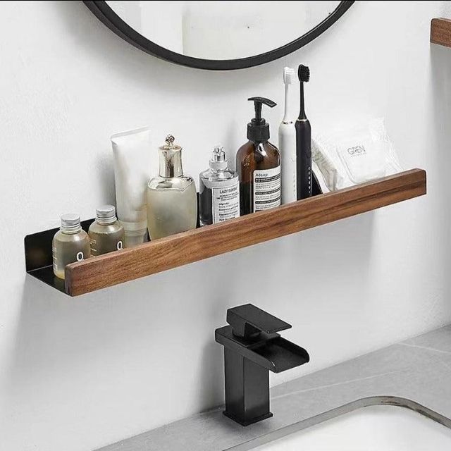 Rustic Bathroom Shelf with Drill-Free Installation-Bedding & Bath > Bathroom Accessories-casanuva-casanuva