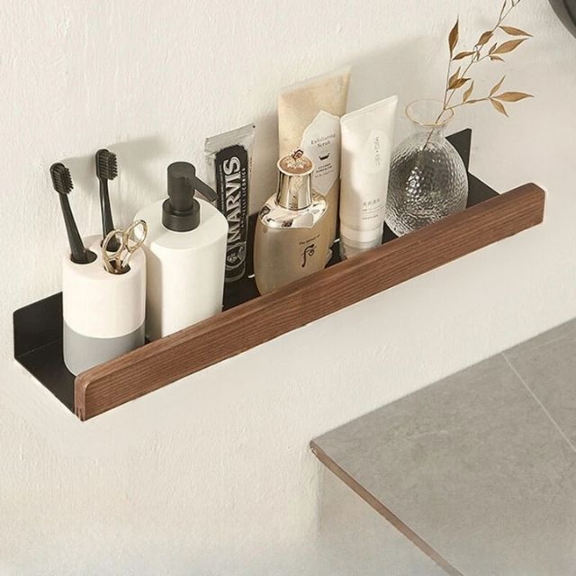 Rustic Bathroom Shelf with Drill-Free Installation-Bedding & Bath > Bathroom Accessories-casanuva-casanuva