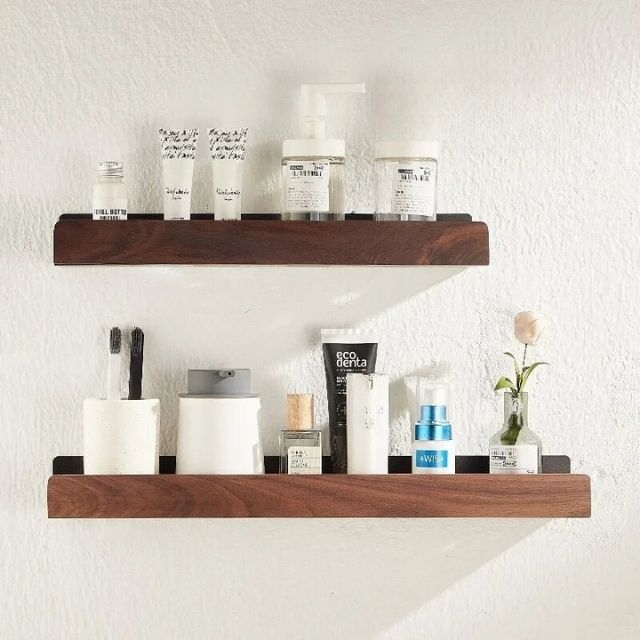 Rustic Bathroom Shelf with Drill-Free Installation-Bedding & Bath > Bathroom Accessories-casanuva-casanuva