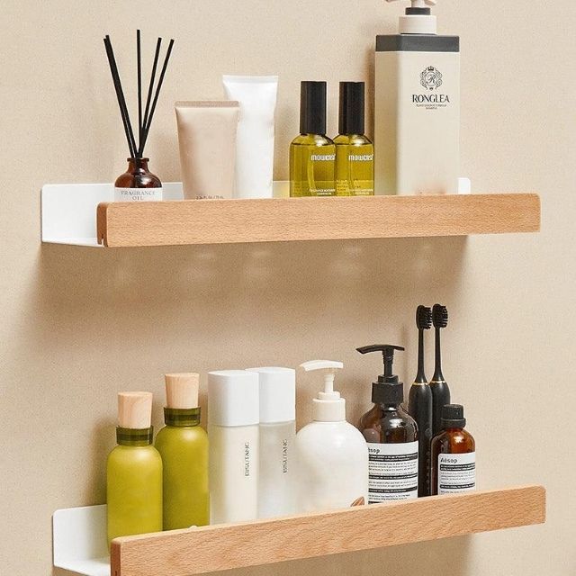 Rustic Bathroom Shelf with Drill-Free Installation-Bedding & Bath > Bathroom Accessories-casanuva-casanuva