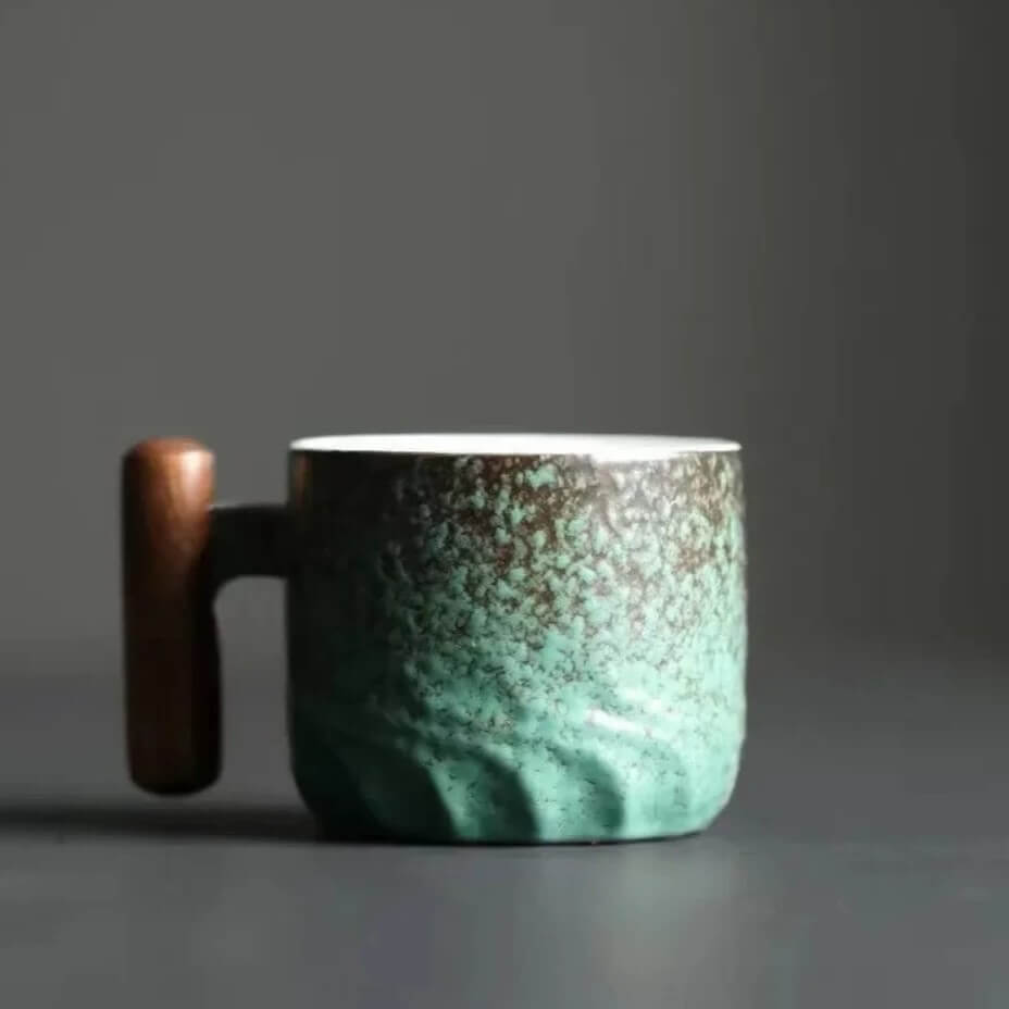 Rustic Ceramic Coffee Mugs Set of Two-Kitchen & Dining > Tableware-casanuva-Forest Green-casanuva