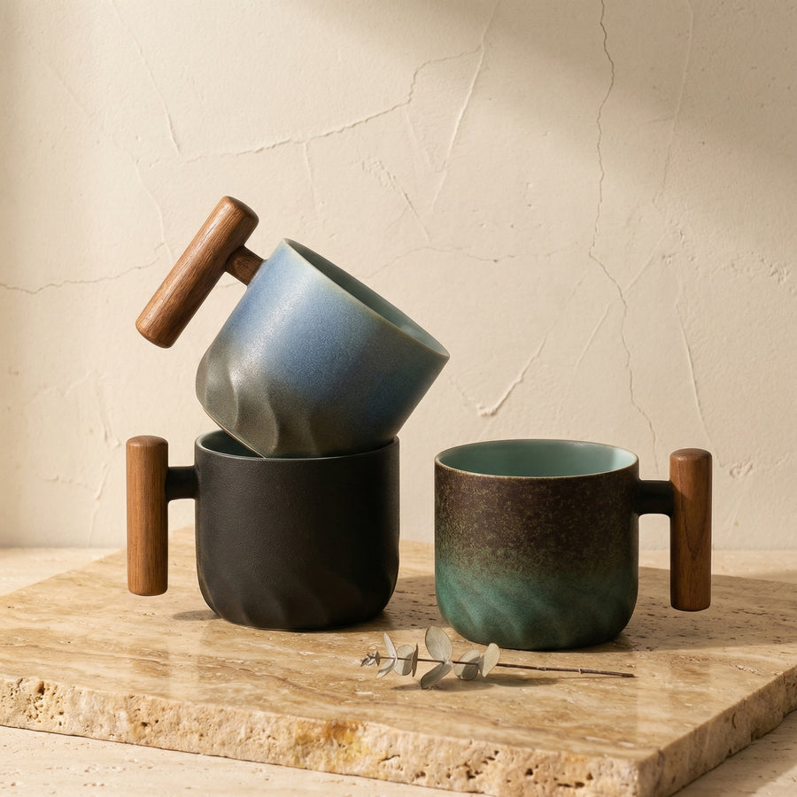 Rustic Ceramic Coffee Mugs Set of Two-Kitchen & Dining > Tableware-casanuva-casanuva