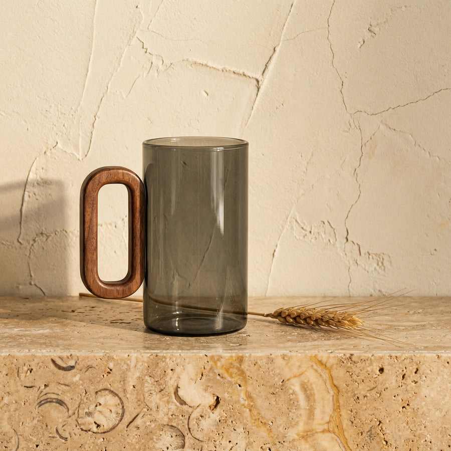 Rustic Glass Mug with Wooden Handle for Stylish Drinking-Kitchen & Dining > Tableware-casanuva-casanuva