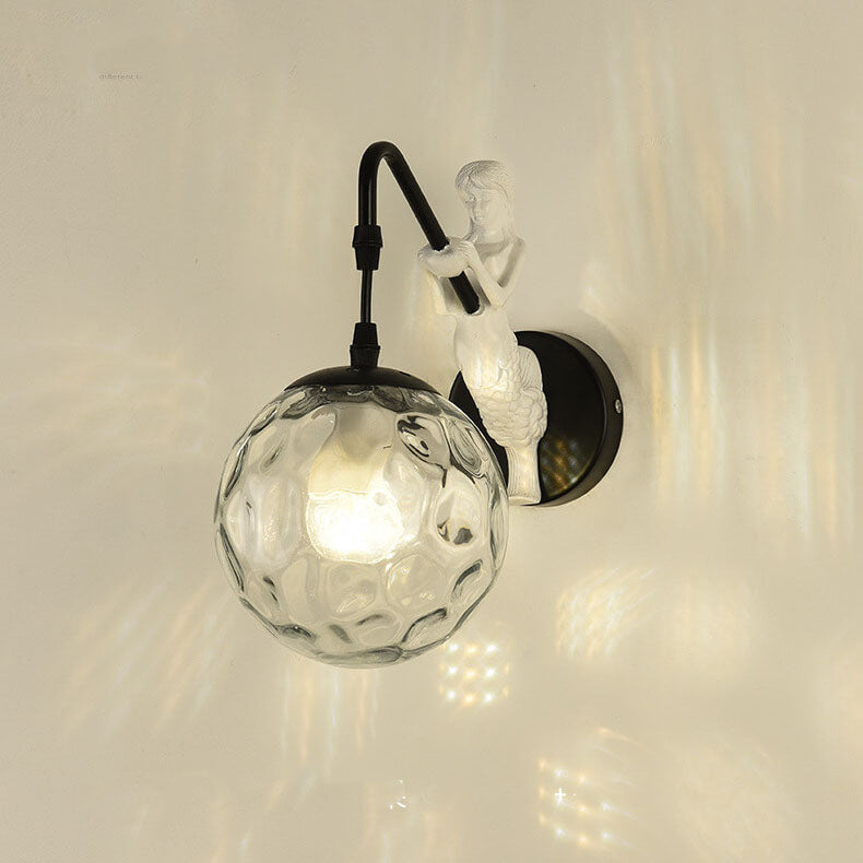 Rustic Mermaid Wall Sconce Lamp 1-Light Vintage Design-Lighting > Wall Lights-casanuva-Black-100V-120V-Clear-casanuva