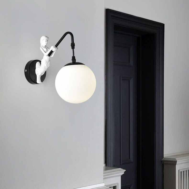Rustic Mermaid Wall Sconce Lamp 1-Light Vintage Design-Lighting > Wall Lights-casanuva-Black-220V-240V-White-casanuva