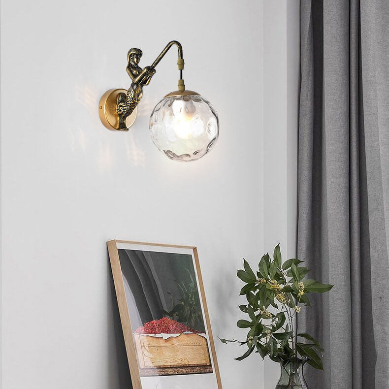 Rustic Mermaid Wall Sconce Lamp 1-Light Vintage Design-Lighting > Wall Lights-casanuva-Gold-220V-240V-Clear-casanuva