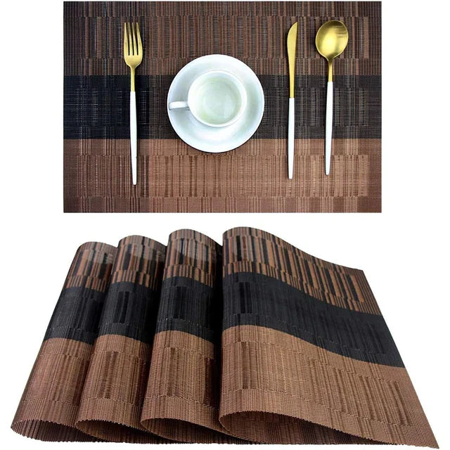 Rustic Woven Placemats Washable Heat Resistant Table Mats-Kitchen & Dining > Placemats-casanuva-Brown-casanuva