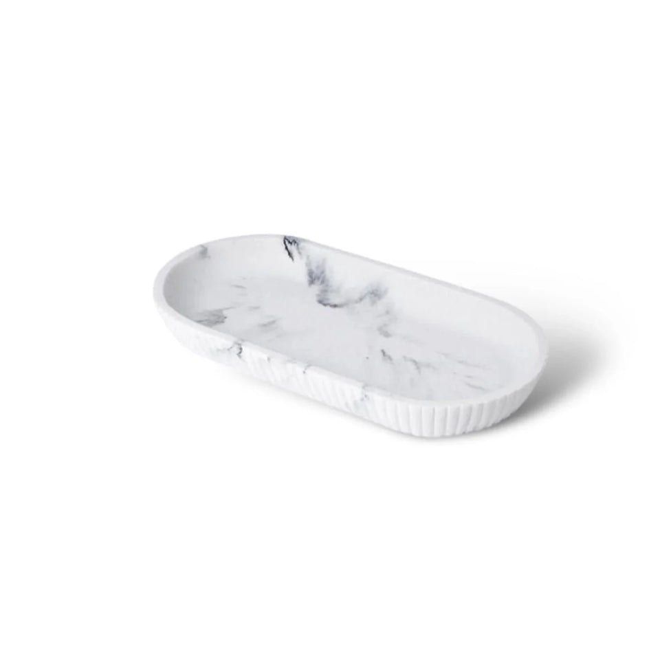 Sandstone Bath Accessory Set Stylish Multipurpose Bathroom Decor-Bedding & Bath > Bathroom Accessories-casanuva-Marble White Tray-casanuva