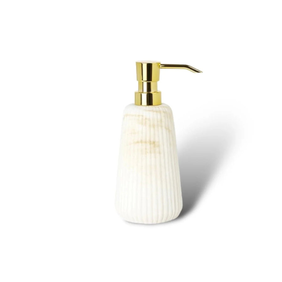 Sandstone Bath Accessory Set Stylish Multipurpose Bathroom Decor-Bedding & Bath > Bathroom Accessories-casanuva-White & Gold Soap Disp...-casanuva