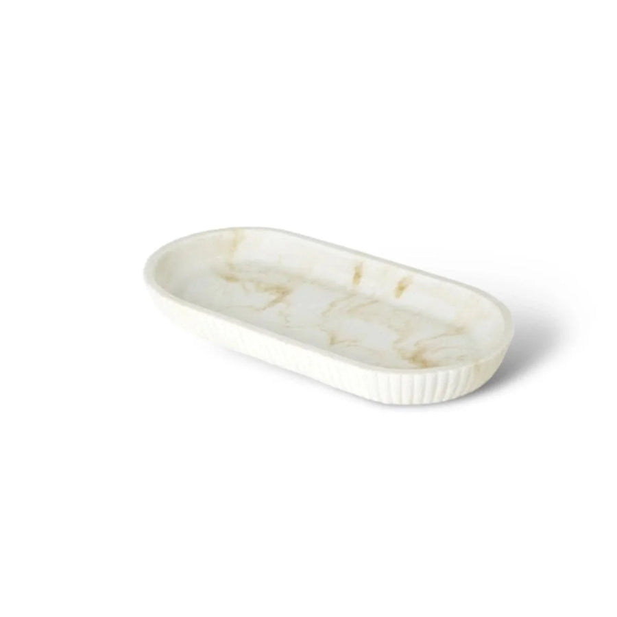 Sandstone Bath Accessory Set Stylish Multipurpose Bathroom Decor-Bedding & Bath > Bathroom Accessories-casanuva-White & Gold Tray-casanuva