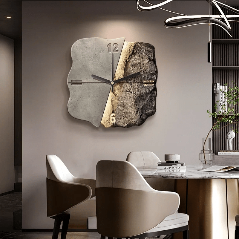 Sandstone Wall Clock with 3D Relief and Silent Quartz Movement-Home Decor > Clocks-casanuva-A-30cm x 30cm-casanuva