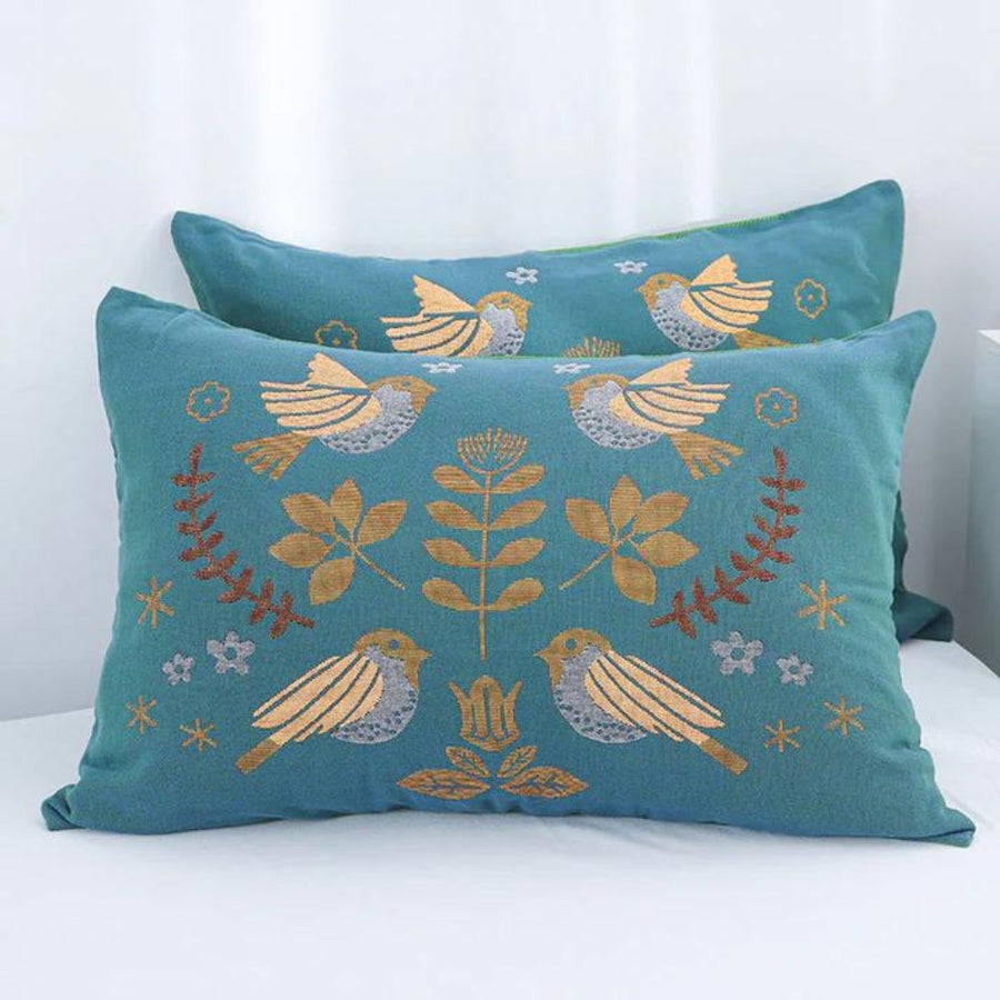 Scandinavian Bird Cotton Gauze Pillowcases Set of 2-Bedding & Bath > Pillowcases-casanuva-20"x30"-casanuva