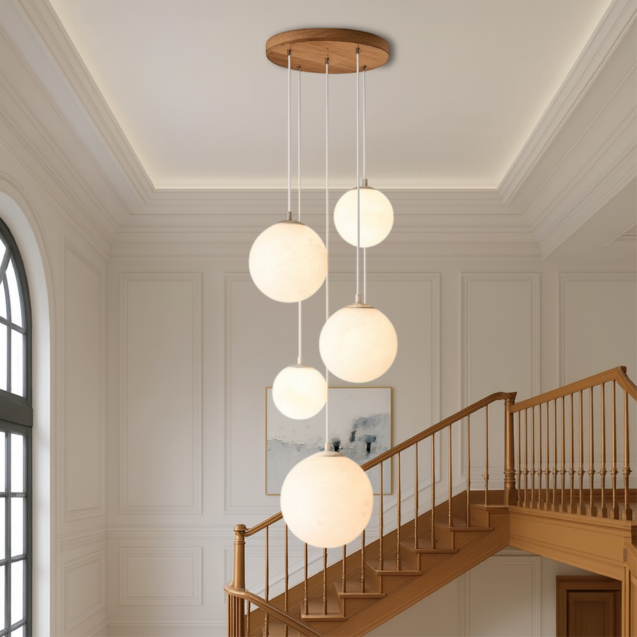 Scandinavian Chandelier Moon Lamp for Staircase Lighting-Lighting > Chandeliers & Pendant Lights-casanuva-casanuva