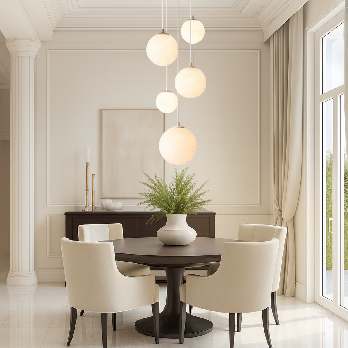Scandinavian Chandelier Moon Lamp for Staircase Lighting-Lighting > Chandeliers & Pendant Lights-casanuva-casanuva
