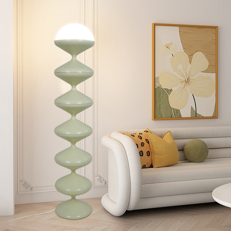 Scandinavian Cream Acrylic Iron Round Floor Lamp 1-Light for Bedroom-Lighting > Floor Lamps-casanuva-casanuva