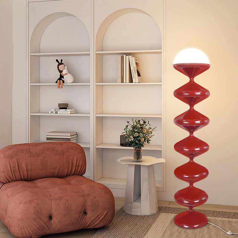 Scandinavian Cream Acrylic Iron Round Floor Lamp 1-Light for Bedroom-Lighting > Floor Lamps-casanuva-casanuva